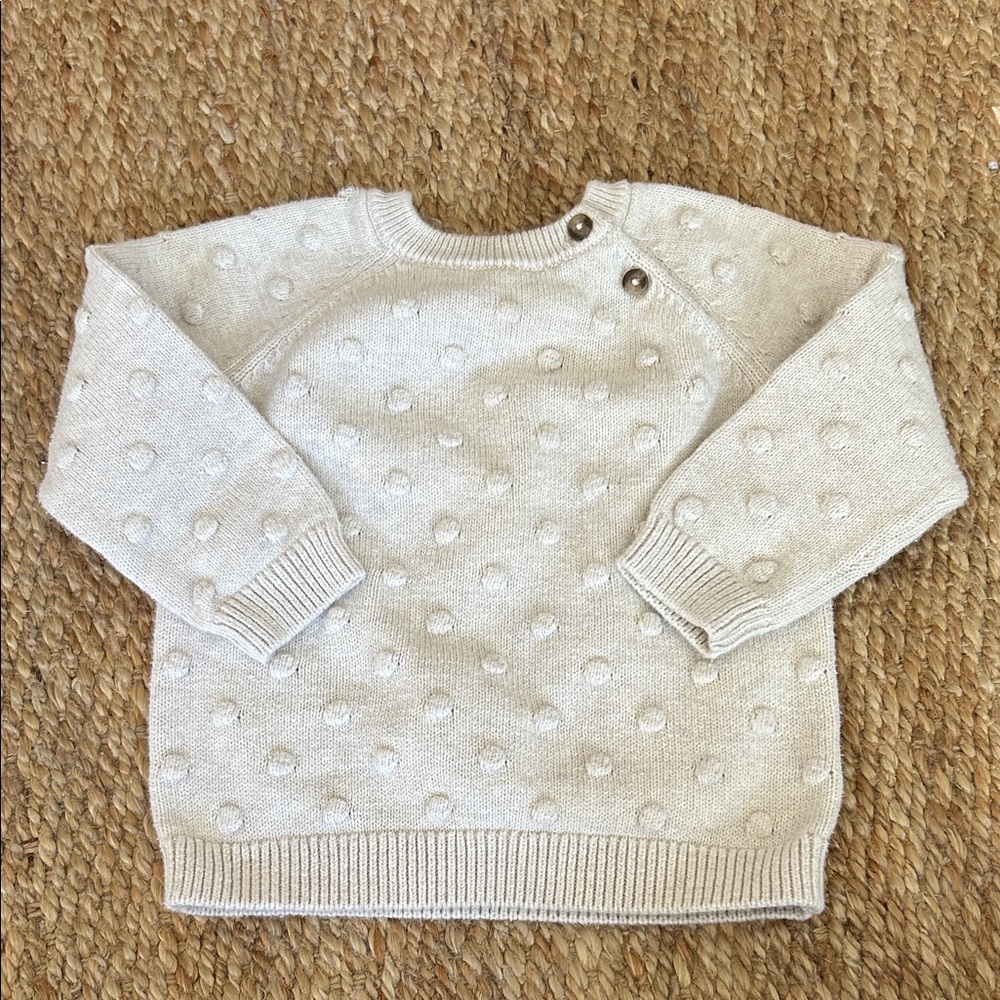 Cat & Jack Cream Button-Shoulder Sweater